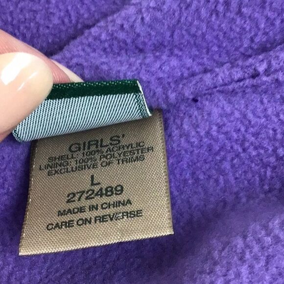 L.L. Bean Purple Snowflake Fleece Lined Girl’s Beanie Hat - Picture 6 of 7